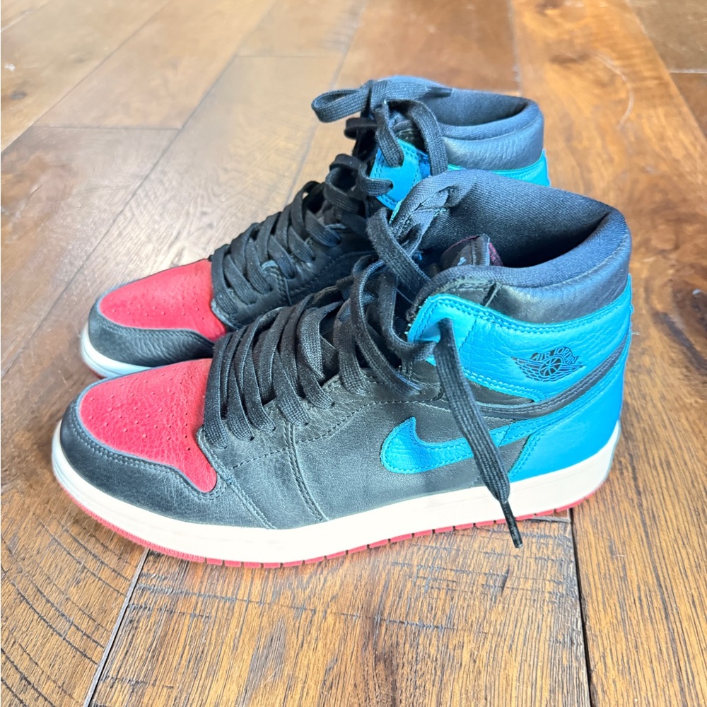 Black and Blue High-Top Sneakers
